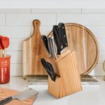 Kitchen Knife Set with Wooden Block and Scissors (5 pcs, Black) - Image 6