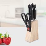 Kitchen Knife Set with Wooden Block and Scissors (5 pcs, Black) - Image 7