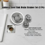 Stainless Steel Sink Drain Strainer Set (3 Pc) - Image 4