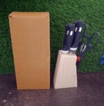 Kitchen Knife Set with Wooden Block and Scissors (5 pcs, Black) - Image 12