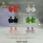 Luxury Star-Top Floral Drop Earrings with Soft Matte Petal Layers – Elegant Multi-Color Statement Earrings - Image 3