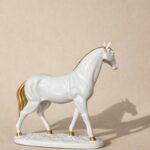 White Horse Showpiece for Home Decor with Gold Finish - Image 3