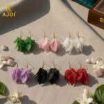 Luxury Multi-Petal Floral Drop Kati Earrings | Handcrafted Matte Finish Statement Earrings in Elegant Pastel & Bold Shades. - Image 3