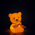 Cute Teddy Bear Night Light with Warm Glow & Checkered Scarf – Kids Bedroom Decor - Image 4