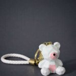 Cute White Teddy Bear Keychain with Heart | Bag, Purse & Key Holder Charm