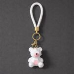 Cute White Teddy Bear Keychain with Heart | Bag, Purse & Key Holder Charm - Image 3