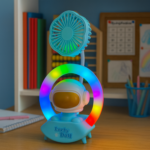 Lucky Doll Astronaut Desk Lamp with Fan, USB Rechargeable Colorful Night Light