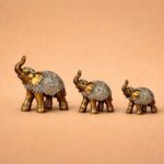 Gold Silver Elephant Family Showpiece Set for Home Décor & Gifting - Image 2