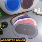 Oval Bathroom Mat – Waterproof Quick-Dry Floor Mat Blue - Image 5