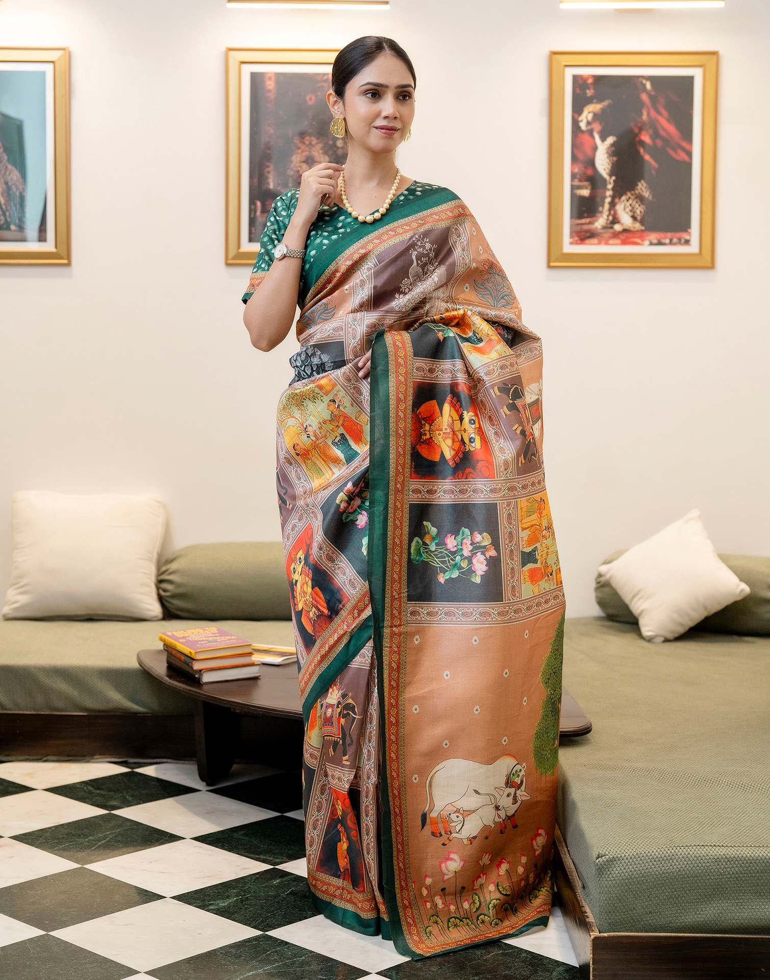 Ready To Wear Multicoloured Silk Printed Saree