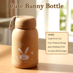 Cute Bunny Print Glass Drinking Brown Bottle (330ML / 1 Pc) - Image 4