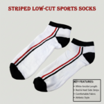 White & Black Striped Low-Cut Sports Socks (1 Pair) - Image 4