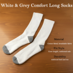 White & Grey Comfort Long Socks (1 Pair) - Image 4