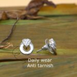 Silver-Toned Heart Stud Earrings with AD for women and girls - Image 3