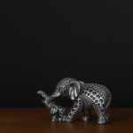 Silver Elephant Mother & Baby Showpiece for Home Decor & Good Luck - Image 2