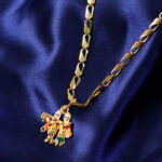 Radha Krishna Dancing Couple Pendant with Designer Chain - Image 2