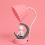 Pink Astronaut Moon LED Table Lamp, USB Rechargeable Kids Night Light - Image 3