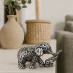 Silver Elephant Mother & Baby Showpiece for Home Decor & Good Luck