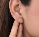 Silver-Toned Heart Stud Earrings with AD for women and girls - Image 2