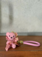 Cute Pink Teddy Bear Keychain with Bow | Bag, Purse & Key Holder Charm - Image 5