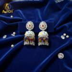 Heirloom-Inspired Silver Kundan Jhumka Earrings with Multicolor Bead Tassels & Pearl Accents - Image 4