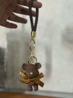Cute Brown Teddy Bear Keychain with Braided Strap Bag Charm - Image 6