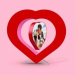 Heart Shape floating Photo Frame with Moving Art Desk Display - Image 2