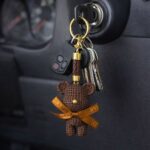 Cute Brown Teddy Bear Keychain with Braided Strap Bag Charm - Image 3