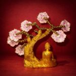 Red Buddha Tree Showpiece with Evil Eye & Floral Design for Home Decor - Image 3