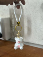 Cute White Teddy Bear Keychain with Heart | Bag, Purse & Key Holder Charm - Image 5