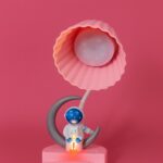 Pink Astronaut Moon LED Table Lamp, USB Rechargeable Kids Night Light - Image 4