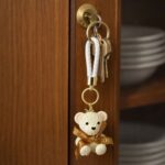 Cute White Teddy Bear Keychain with Bow | Bag, Purse & Key Holder Charm - Image 3