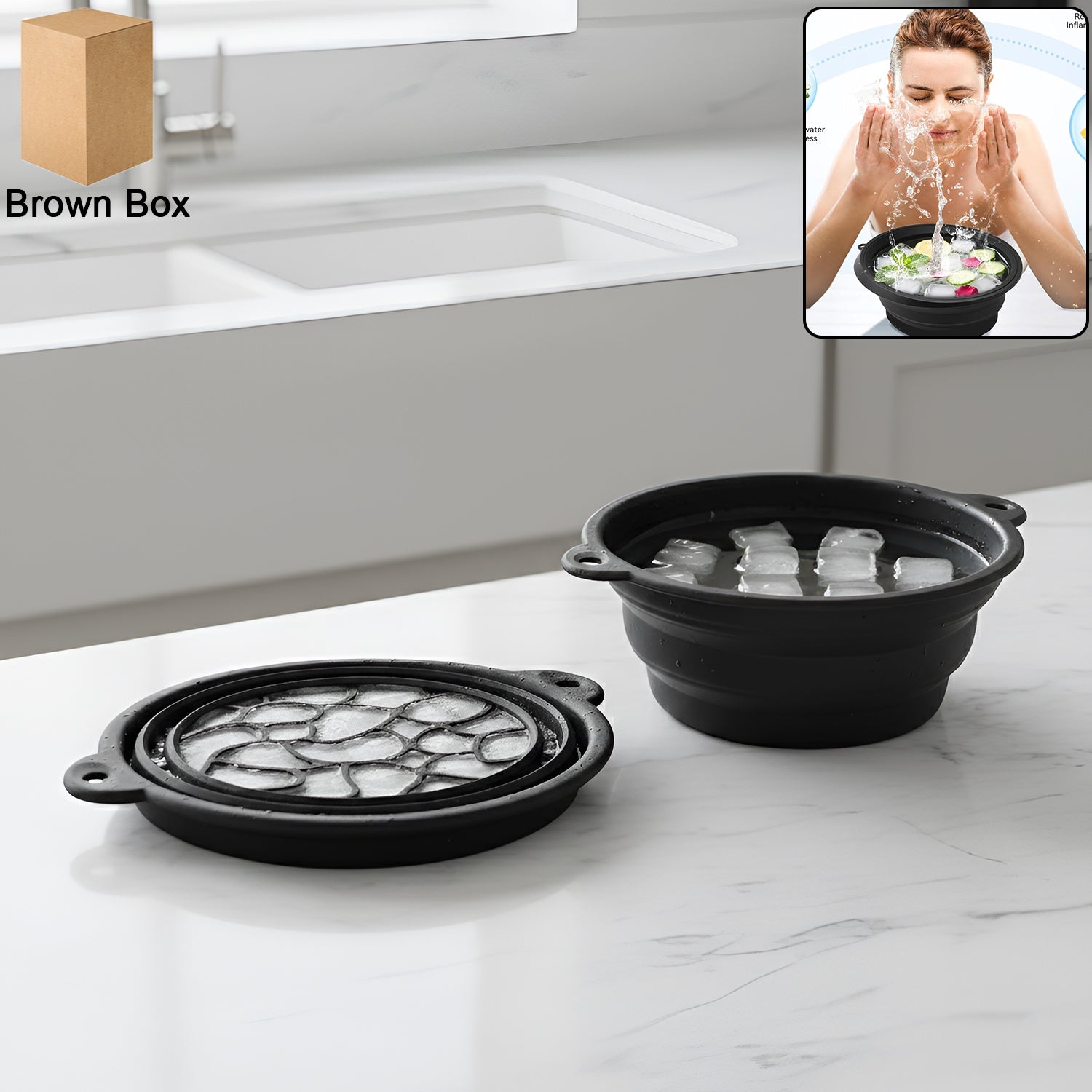 Face-Ice-Bath-Bowl-01.jpg Portable Foldable Silicone Ice Bath Bowl (1 Pc) - Image 1