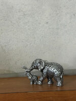 Silver Elephant Mother & Baby Showpiece for Home Decor & Good Luck - Image 4
