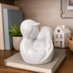 Couple Figurine with Heart Design | White Decorative Showpiece for Home