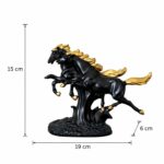 Double Black Horse Showpiece with Golden Mane for Home Decor | Lucky Horse Statue - Image 4