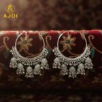 Handcrafted Oxidized Silver Hoop Jhumka Earrings with Intricate Filigree Detailing and Multiple Dangling Bell Drops - Image 5