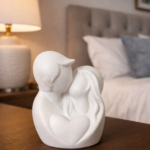 Couple Figurine with Heart Design | White Decorative Showpiece for Home - Image 3