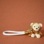 Cute White Teddy Bear Keychain with Bow | Bag, Purse & Key Holder Charm