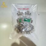 Imperial Heritage Oxidized Silver Jhumka Earrings with Deep Green Stone, Hand-Engraved Motifs, Crystal Accents & Pearl Drop Detailing. - Image 5