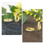 Gold Plated AD Cluster Huggie Hoop Earrings Daily Wear KAN KI Bali Combo Pack of 2