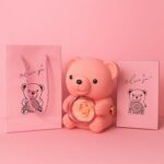 Peach Teddy Bear With Eternal Rose Gift Box | Romantic Love Gift for Her & Couples