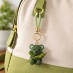 Cute Green Teddy Bear Keychain with Bow | Bag, Purse & Key Holder Charm - Image 4