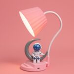 Pink Astronaut Moon LED Table Lamp, USB Rechargeable Kids Night Light - Image 2