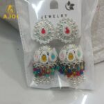 Heirloom-Inspired Silver Kundan Jhumka Earrings with Multicolor Bead Tassels & Pearl Accents - Image 5