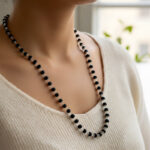 Karungali Bead Mala Necklace with Silver Finish Links - Image 2