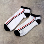 White & Black Striped Low-Cut Sports Socks (1 Pair) - Image 3