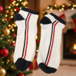 White & Black Striped Low-Cut Sports Socks (1 Pair) - Image 8