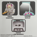 Astronaut Robot Desk Lamp with LED Light, USB Rechargeable Study Lamp - Image 5