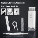 White 7-in-1 Keyboard & Earbuds Cleaning Kit with Brush, Spray & Tool Set - Image 2